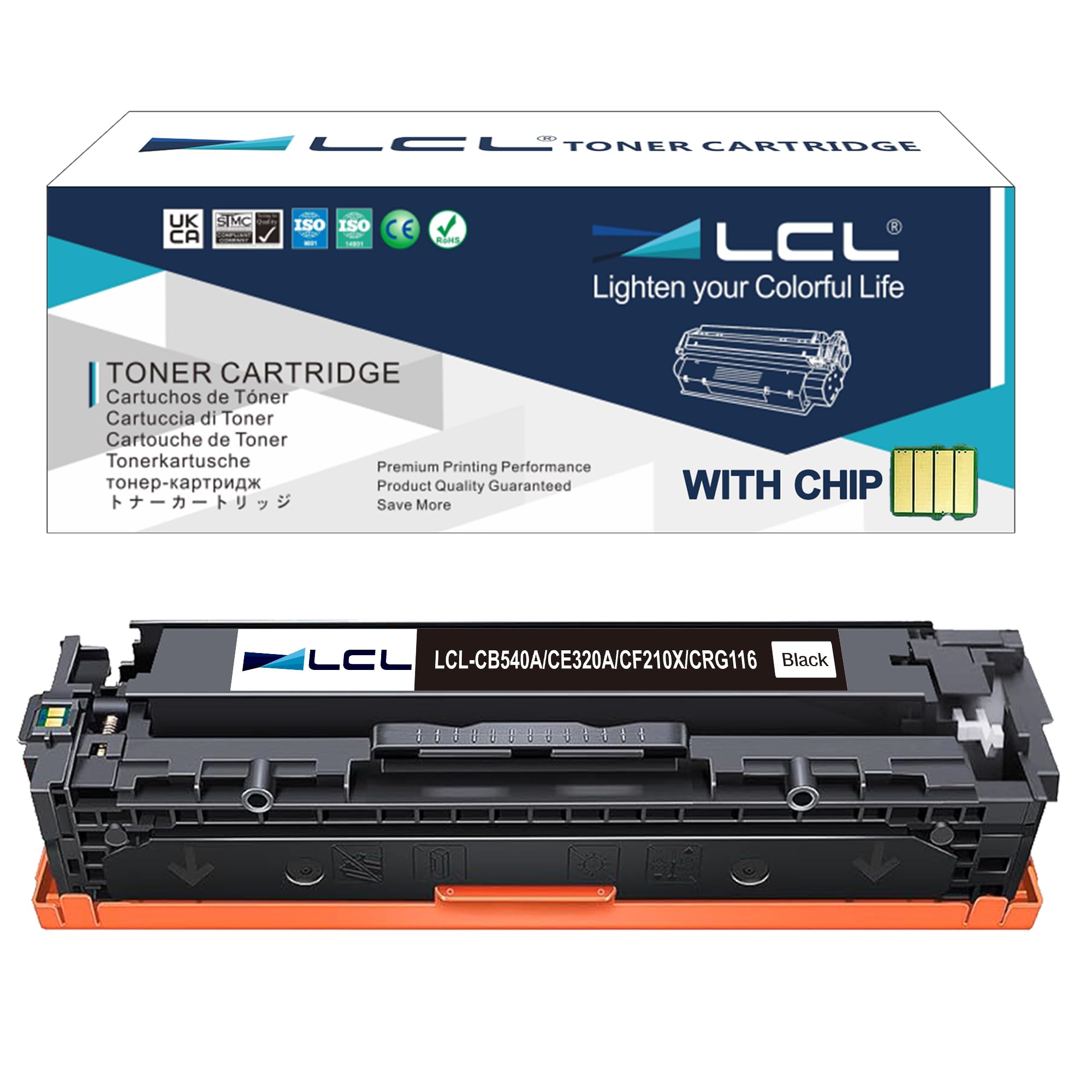 LCL Remanufactured Toner Cartridge for HP 125A 128A 131A 131X CB540A CE320A CF210A CF210X (1-Pack, Black) for HP Color LaserJet CM1415fn CM1410fnw CP1522n CP1523n CP1525NW CM1410fnw CP1525nw
