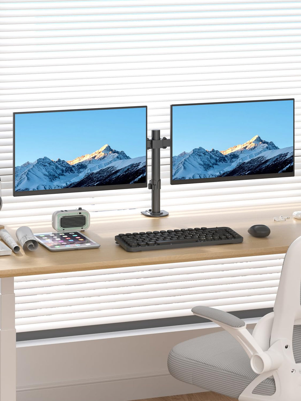 Suptek Dual LED LCD Monitor Desk Mount Heavy Duty Fully Adjustable Stand for 2 / Two Screens up to 27 inch (MD9442)