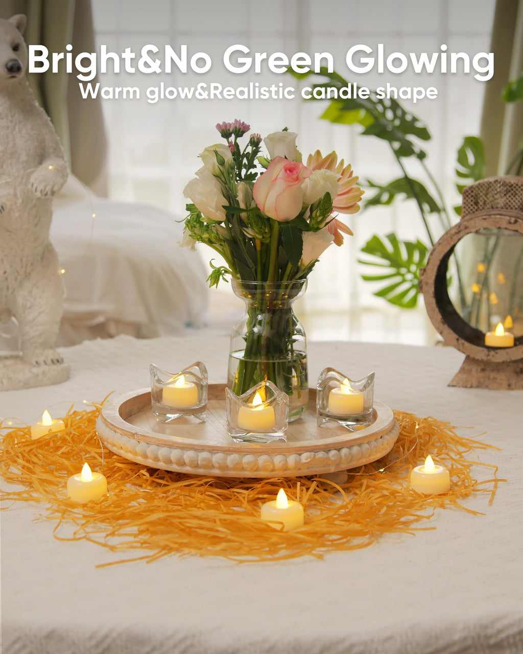 Amagic - Pack of 50 LED Flameless Candles Battery Operated Fake Electric Candles for Votive Candles Halloween Christmas Home Decor Wedding Table Decoration