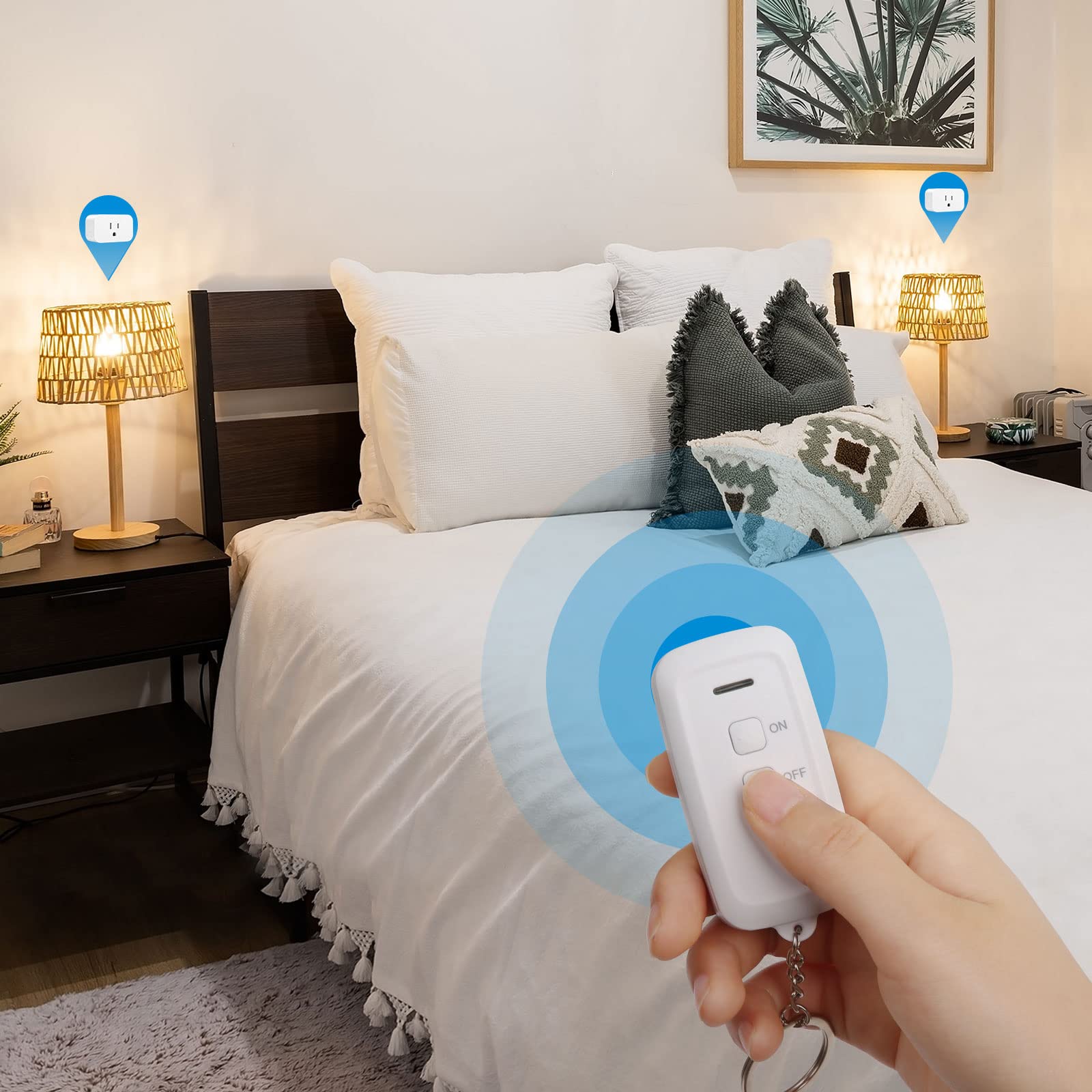 DEWENWILS Indoor Remote Control Outlet, Wireless Remote Light Switch, No Interference, No Wiring, 15A/1875W, 100ft RF Range, Compact Design, Programmable