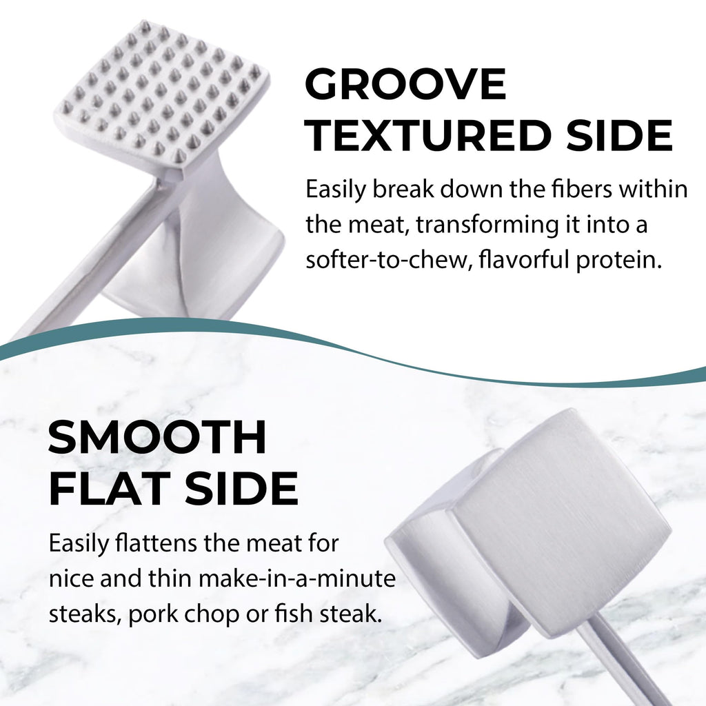 KITEXPERT Meat Tenderizer Hammer with Comfortable-Grip Handle, Dual-Side Mallet for Kitchen, Heavy Duty Pounder for Tenderizing Steak, Beef and Fish, Red