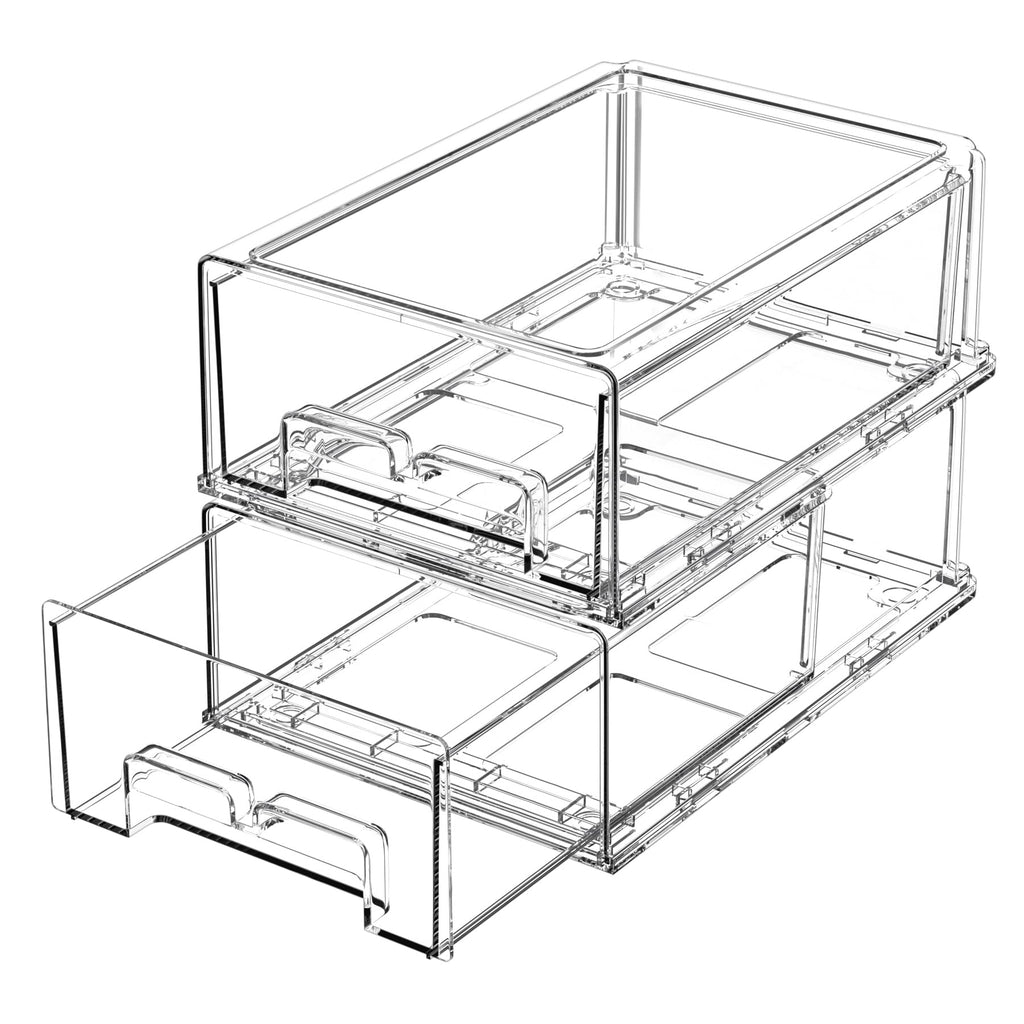 damynuo 2 Pack Refrigerator Drawers - Fridge Organizer Bins Stackable Storage Drawers, Clear Refrigerator Organizing Containers Pull Out Drawer for Fruit, Vegetable Storage and Keep Fresh