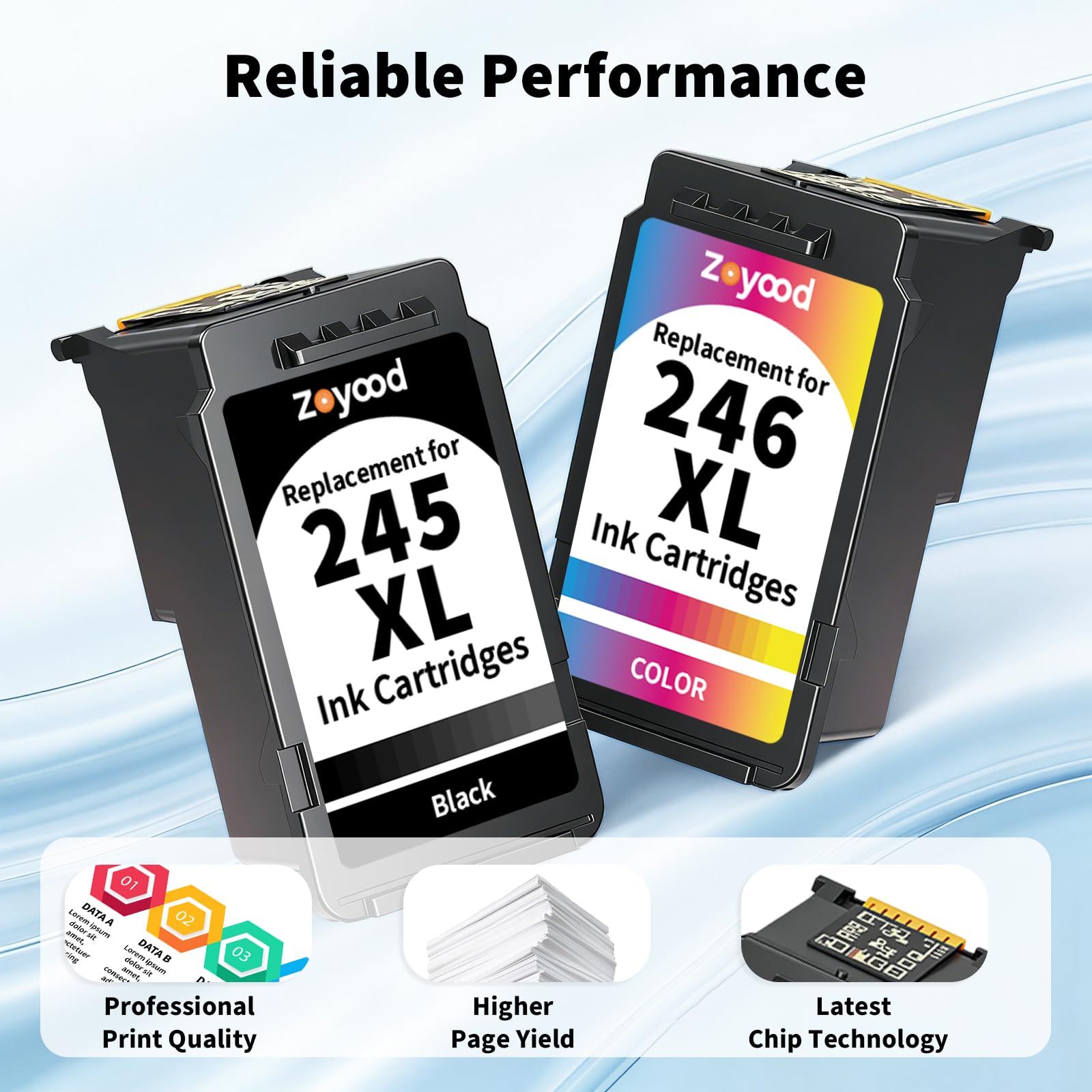 Zoyood Remanufactured Canon 245XL 246XL Ink Cartridge Replacement for Canon PG-245XL CL-246XL Ink cartridges Compatible with Pixma MG3029 TR4522 TS3320 MX492 IP2820 TS302 Printer (1 Black, 1 Color)