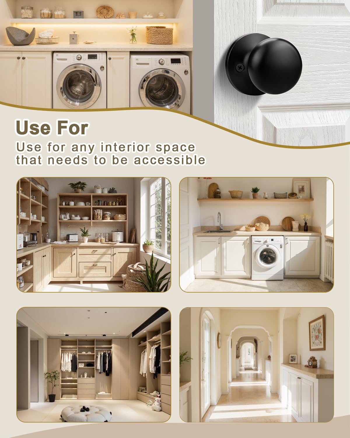 GOBEKOR 2 Pack Black Dummy Door Knobs Interior Matte Black Single Dummy Door Knob for Closet Round Dummy Knobs for French Doors Single Side Knob