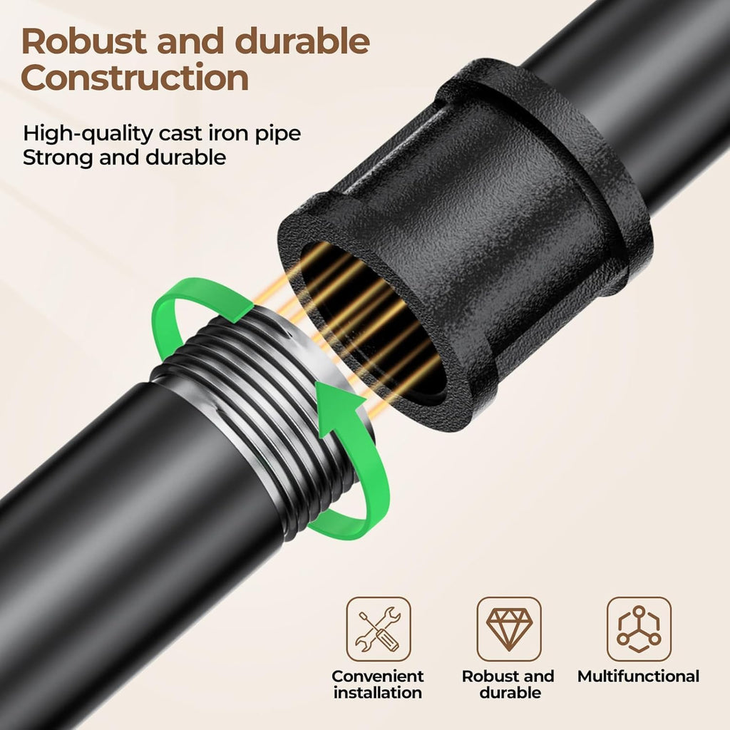 Wall Mounted Clothes Rack 38.4 Inch, Industrial Pipe Clothing Rack, Black Wall Clothing Rack, Multi-Purpose Clothing Hanging Rod for Laundry Room (2 Pack)