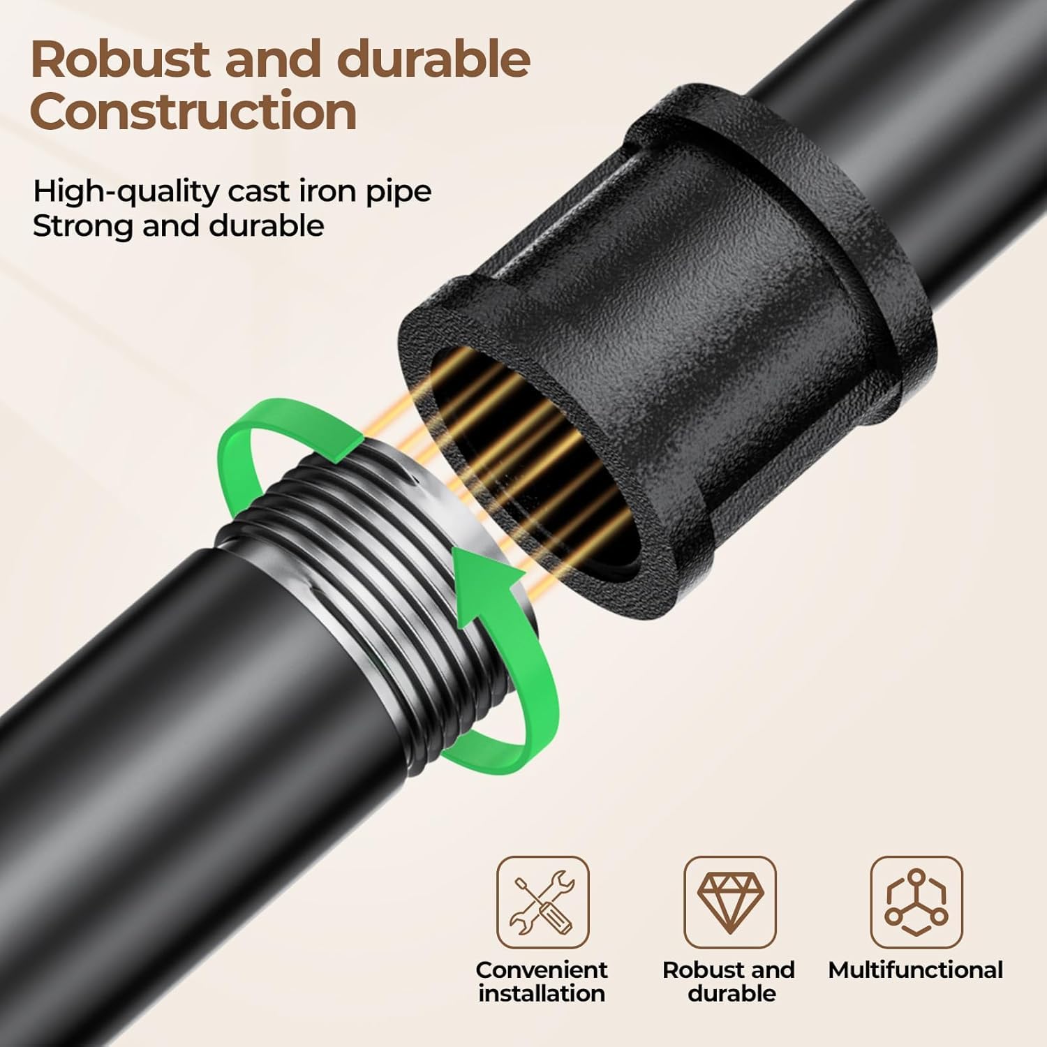 Wall Mounted Clothes Rack 38.4 Inch, Industrial Pipe Clothing Rack, Black Wall Clothing Rack, Multi-Purpose Clothing Hanging Rod for Laundry Room (2 Pack)