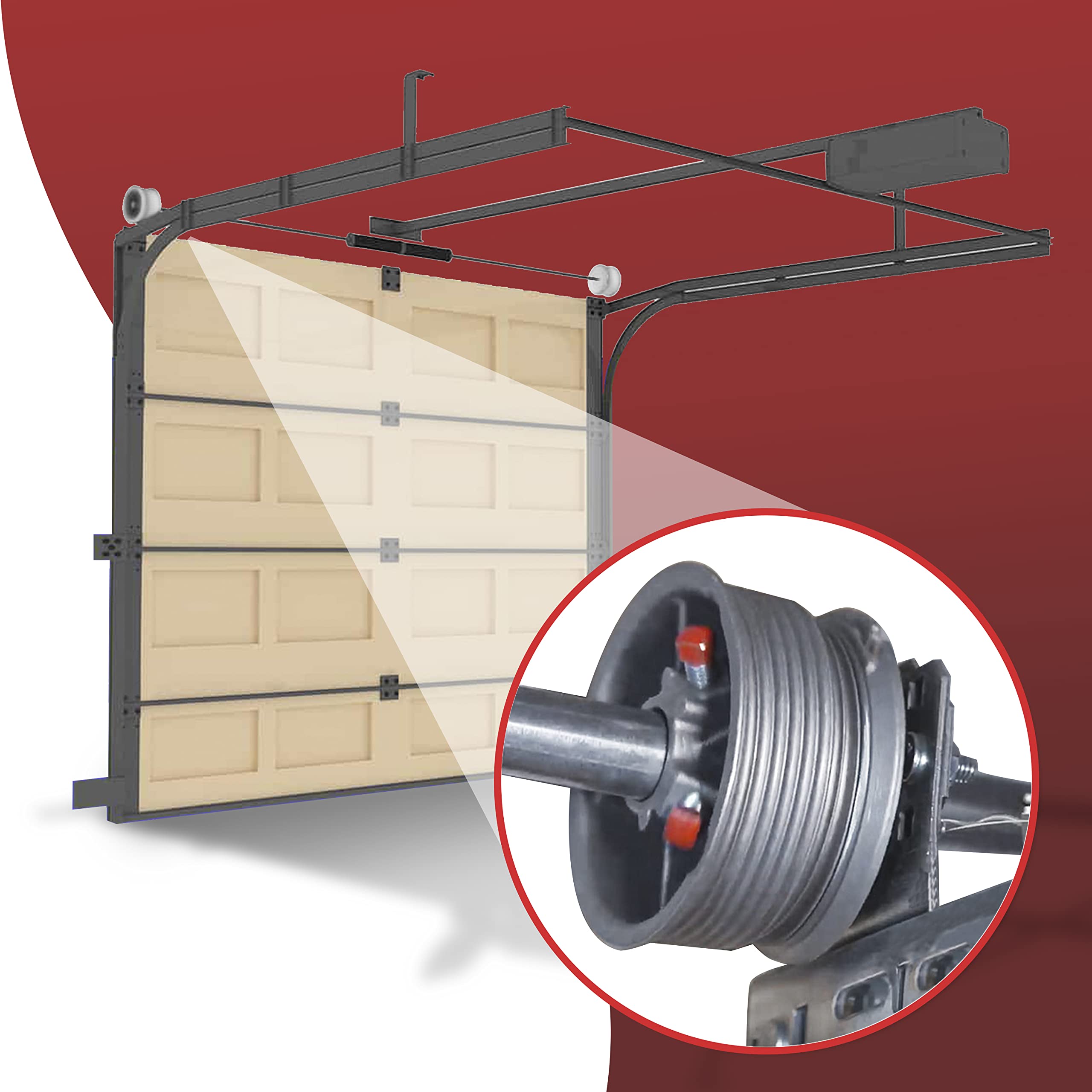 Garage Door Cable Drums Pair, Standard Lift 400 8 Garage Door Replacement Parts for Up to 8 ft High Doors, Aluminum Cable Drum 530 lb Capacity