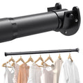 Closet Rods for Hanging Clothes, 17-69 inches Stepless Adjustable Metal Closet Rod, 1.3 Inches Heavy Duty Clothes Hanging Rod for Closet Wardrobes Laundry RV, Black