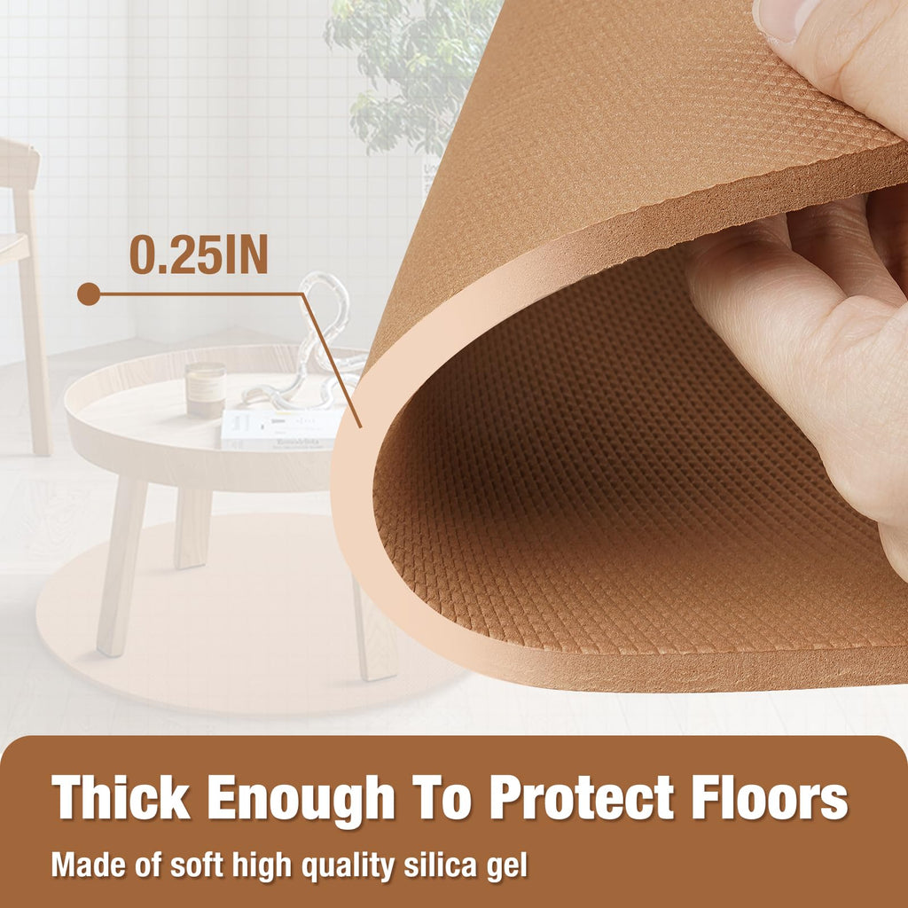 Blosail Round Rubber Furniture Pad – Non-Skid Recliner Floor Protector for Hardwood & Tile, Cuttable Rubber Mat for Swivel Chairs, Recliners & More, Anti-Scratch Gripper, Brown, Pack of 1