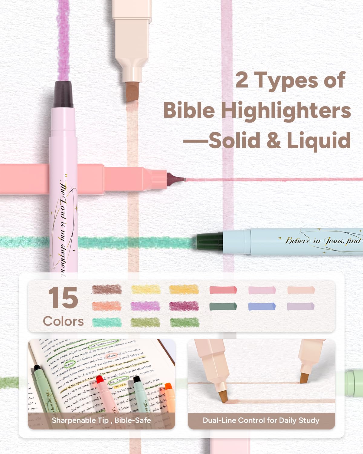 WEMATE 76 PCS Bible Study Supplies with Bible Case, 15 No Bleed Bible Highlighters and Pens, Washi Tape, Transparent Sticky Notes, Prayer Cards, Annotation Journaling Kit Christian Gift for Women