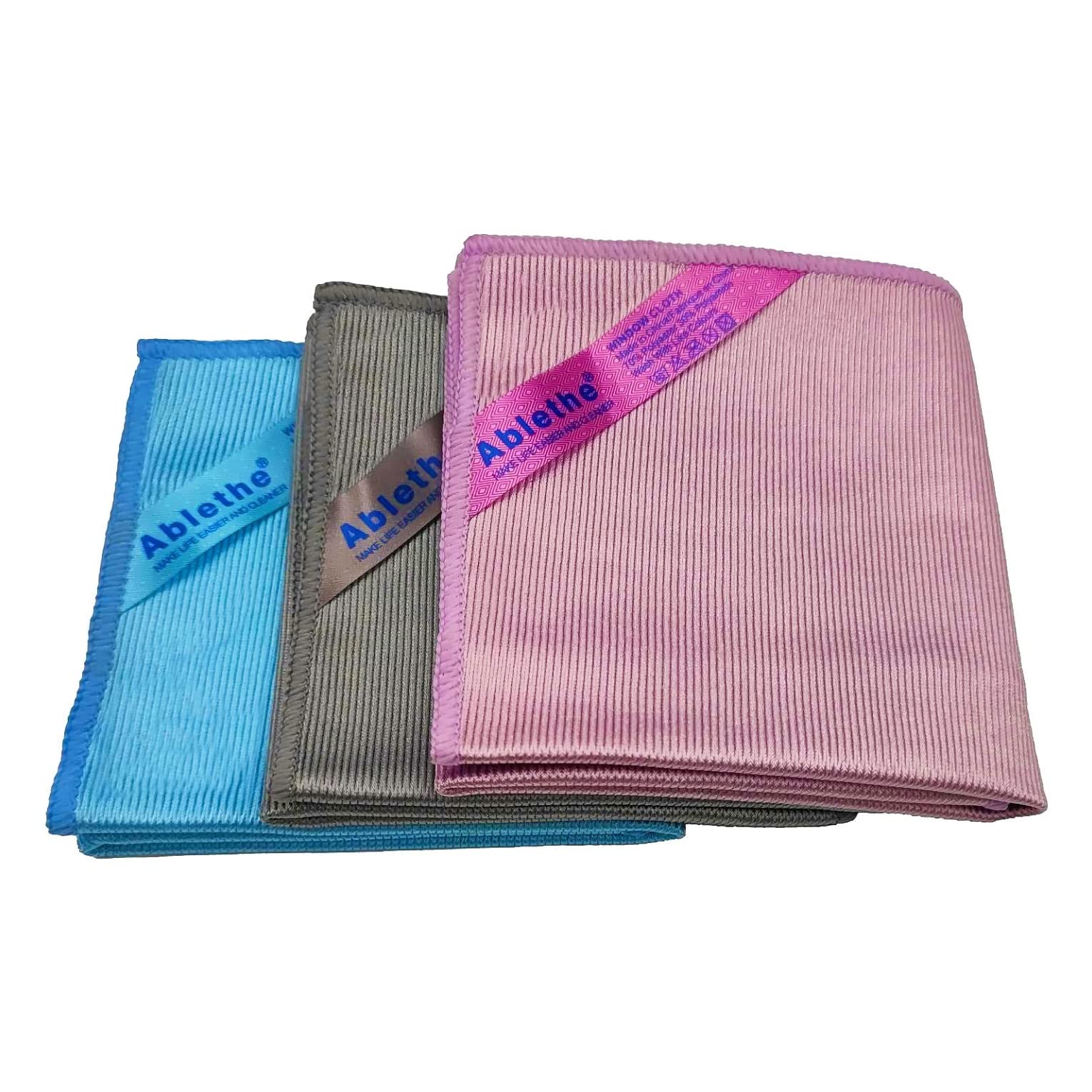Window Cleaning Cloth - Microfiber Cleaning Cloth, Premium Polishing Rags, Lint Free, Streak Free (Grey, Purple and Blue)