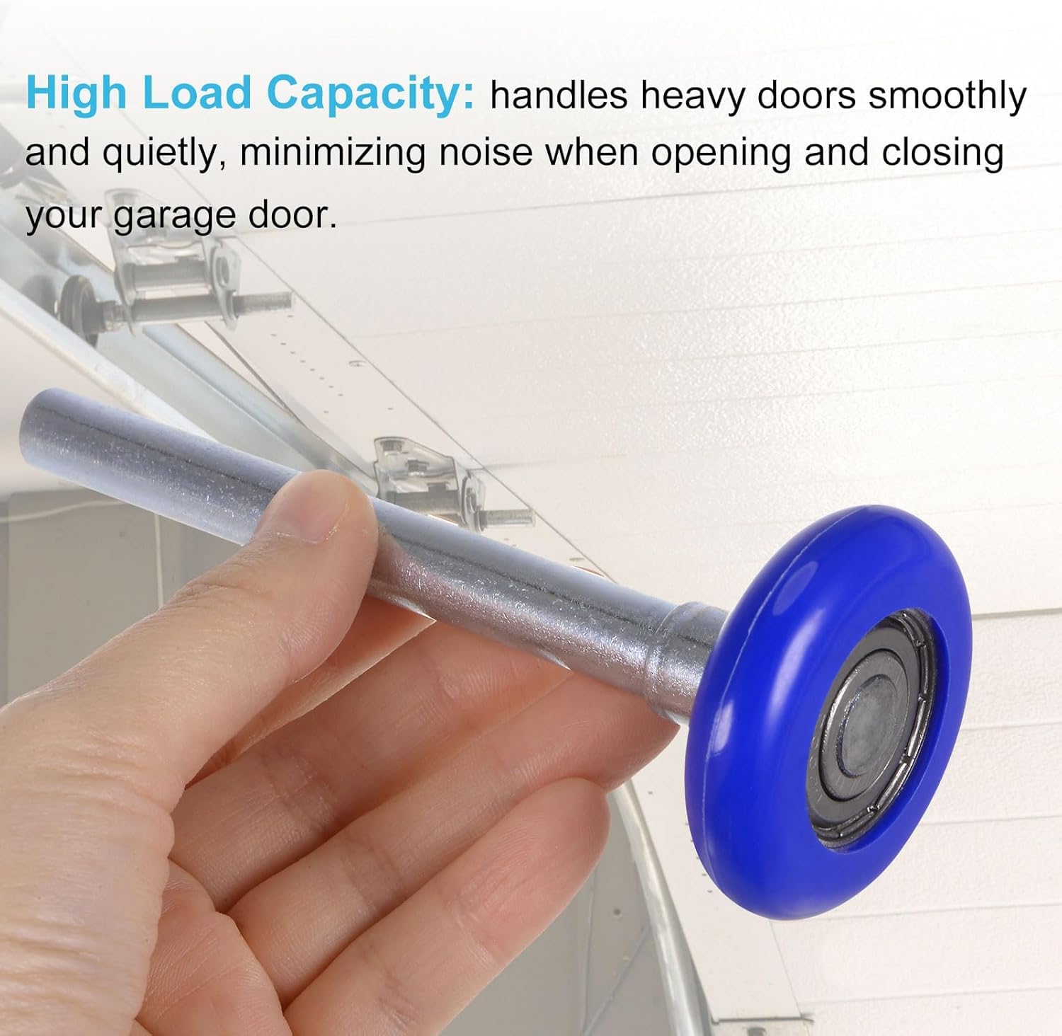 Linwnil 1.8" Nylon Garage Door Rollers for 2" Garage Track, 4.25" Stem Quiet Garage Door Wheels, 6200zz Precision Bearing 8 Balls, Blue (4.25" Stem 10pcs)