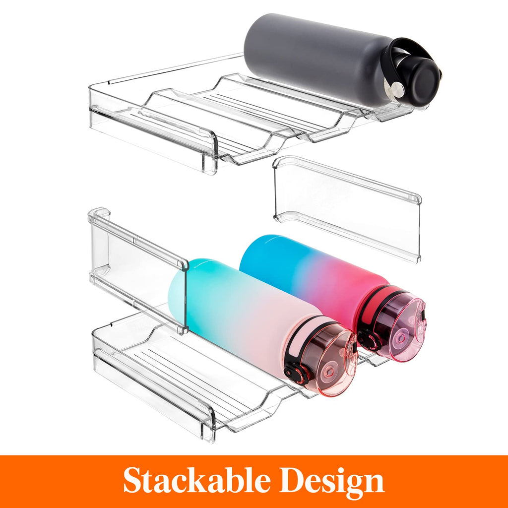 Lifewit Stackable Water Bottle Organizer for Cabinet, Freezer, Pantry - Plastic Cup Holder, Wine Racks for Kitchen Tabletop Storage, Cupboard, Office - Pack of 4, Each Rack Holds 3 Containers