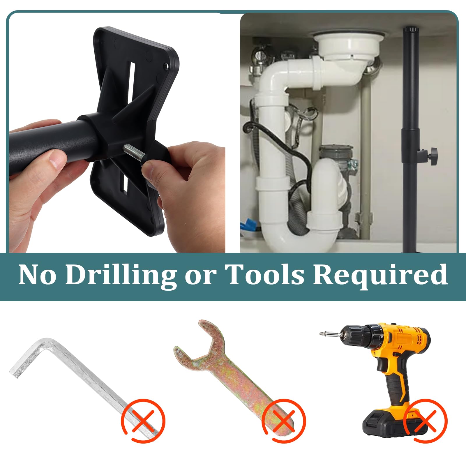 Undermount Sink Brackets, Stainless Steel Adjustable Sink Legs Installation and Repair Kit Support System with Waterproof Gloves for Kitchen, Bathroom.(13.8-23.6 inches)