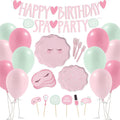 Modern Whimsy 68 pcs Spa Party Decorations | Spa Party Plates, Napkins & Forks | Spa Party Supplies for Girls | Sleepover Party Supplies for Girls | Happy Birthday Banner, Spa Party Banner (Serves 12)