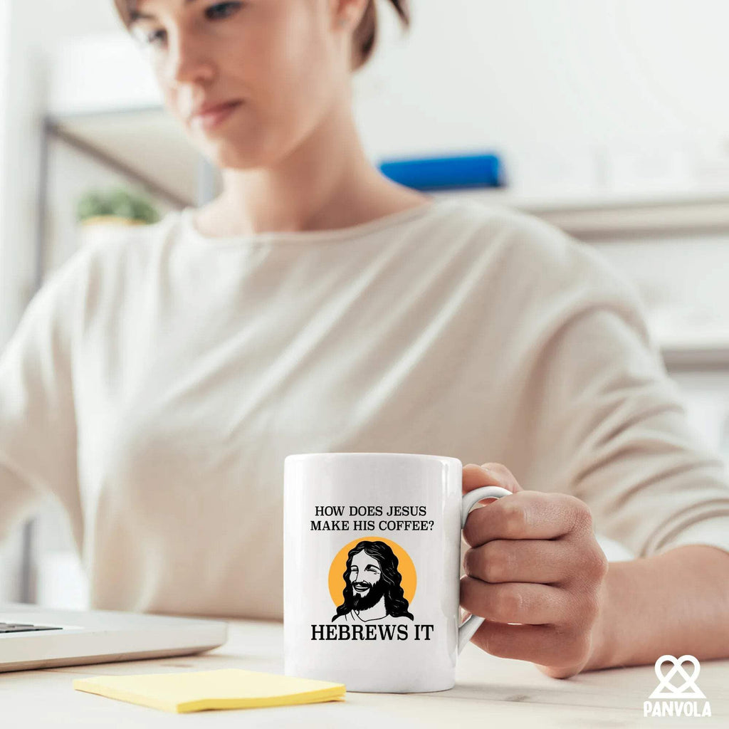 How Does Jesus Make His Coffee Hebrews it Funny Christian Gifts for Pastors Churchmate Mom Dad Sister Brother Coffee Lovers Ceramic Mug 11 oz White
