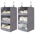 GRANNY SAYS 3-Shelf Closet Hanging Organizers, Pack of 2 Hanging Storage Shelves, Garde Robe Organisation, Foldable Hanging Closet Storage Organizer, Short Hanging Shelf Organizers for Closet, Grey