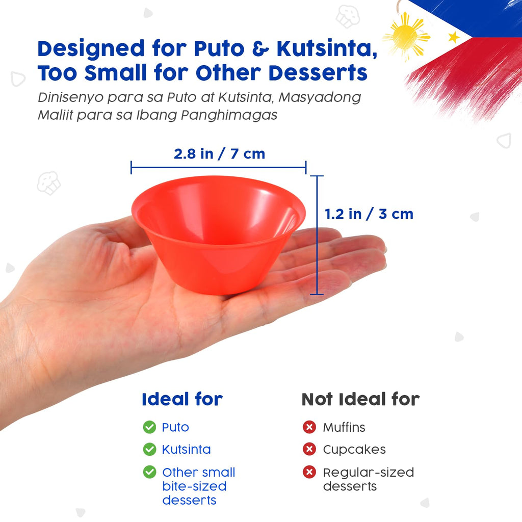 Medium Size 36 Pcs Puto Molder Filipino (2.8" x 1.2") - Kutsinta Molder for Baking - Puto Mold Cups for Steamer - Filipino Plastic Molds for Desserts