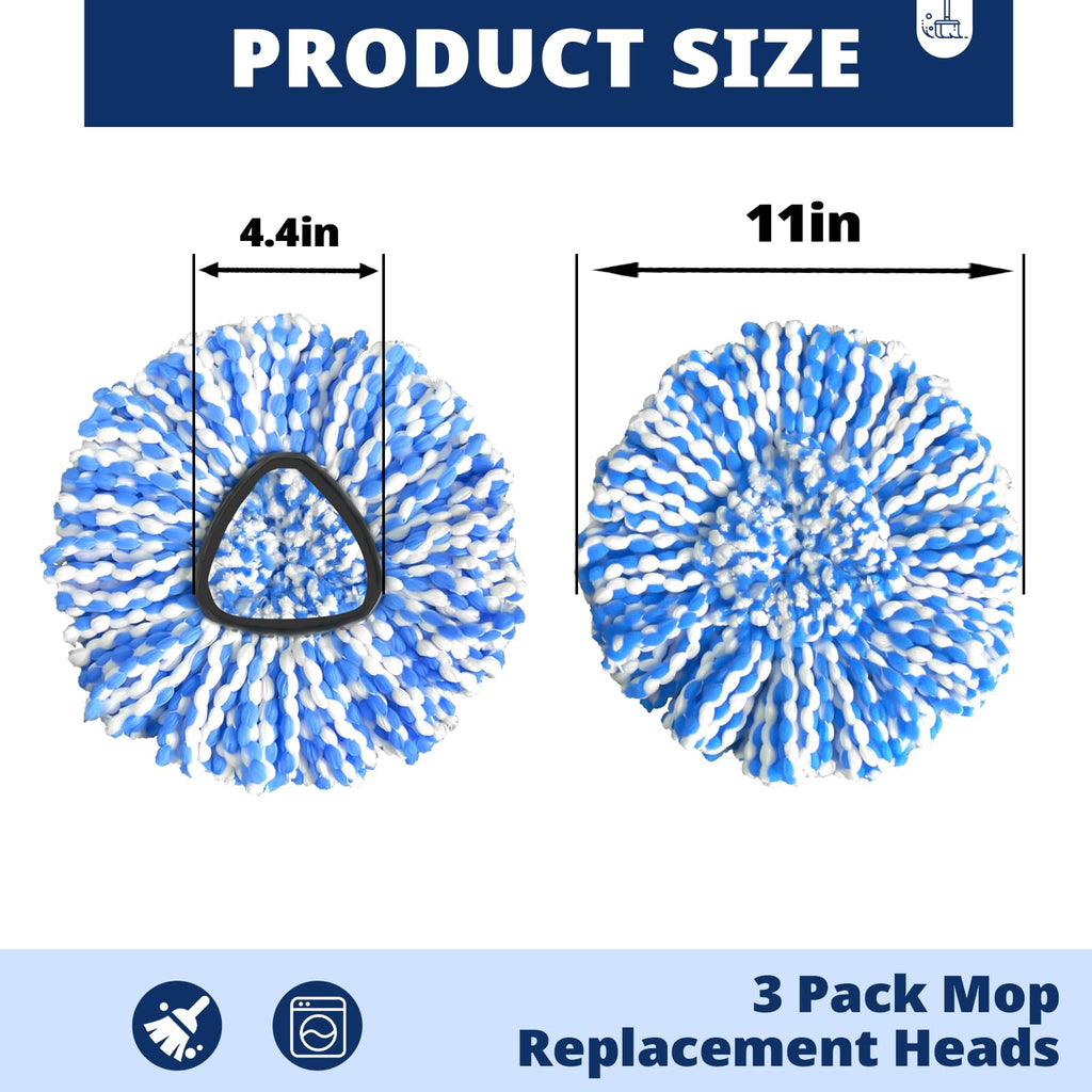 Spin Mop Head Refill, 6Pcs Rotating Triangle Replacement Pads, Microfiber, Washable, Reusable