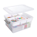 Citylife 17QT Plastic Storage Box with Removable Tray Craft Organizers and Storage Clear Storage Container for Organizing Bead, Tool, Sewing