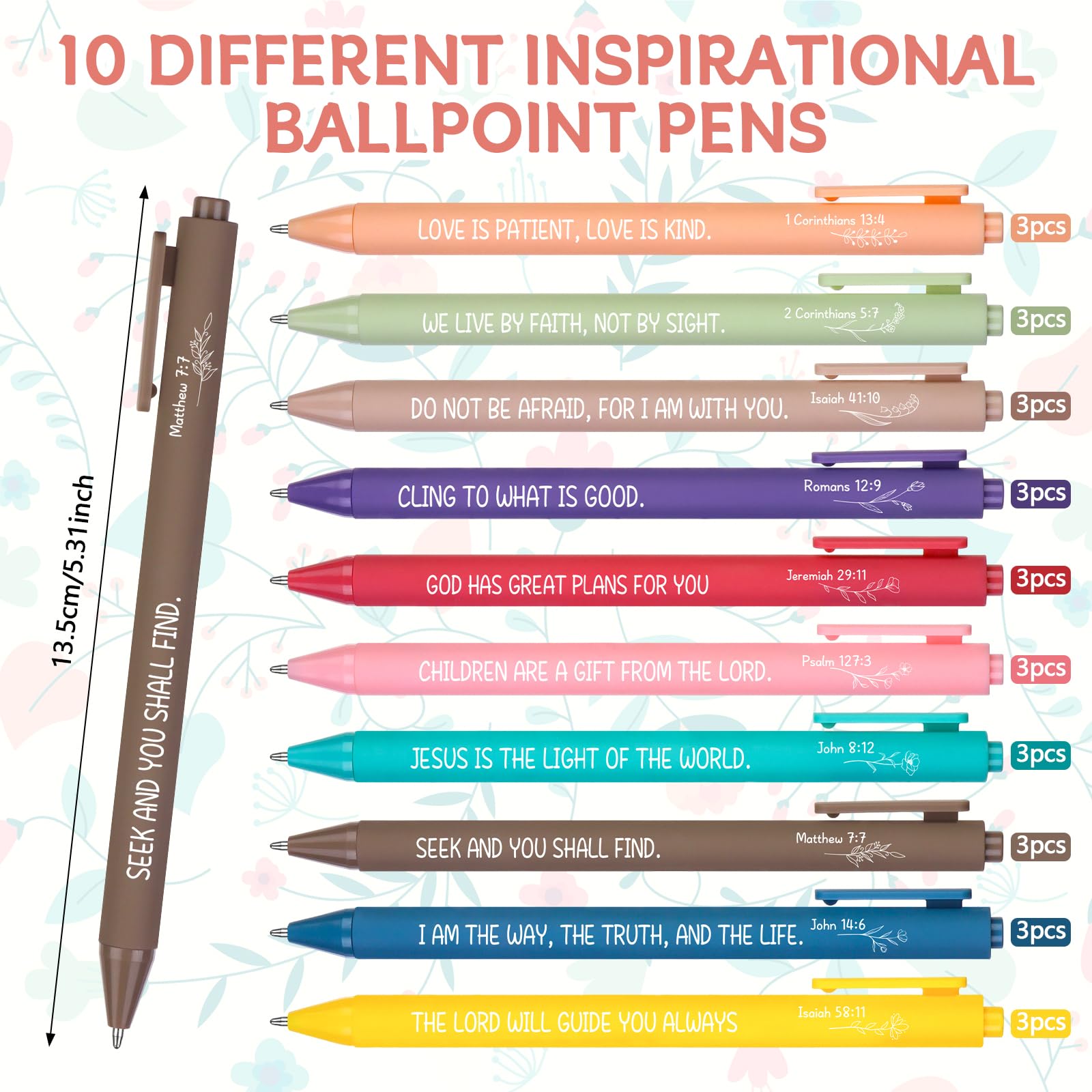 30 Pcs Christian Bible Verse Pens Gifts Bulk Religious Inspirational Scripture Ballpoint Pen for Women Men Office Sunday School Reward Supplies