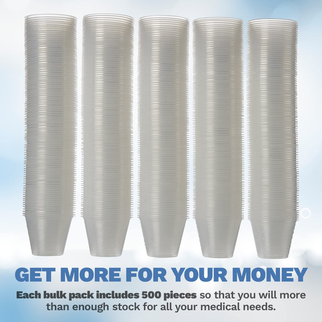 Clear Medicine Cups (1oz) - Pack of 500 - Plastic Disposable Graduated Medicine Cups with Measurements for Accurate Dosage for Medication Mixing Arts & Crafts Mouthwash and More