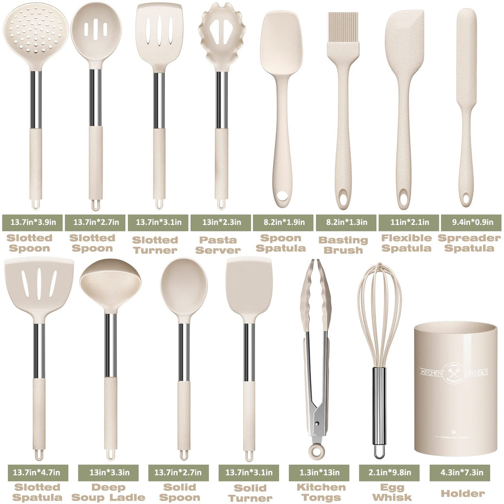 Stainless Steel Kitchen Cooking Utensil Set, Umite Chef 15 pcs Cooking Utensils - Nonstick Kitchen Utensils Cookware Set Spatula Set -Kitchen Gadgets Utensils Set, Kitchen Tools Gift