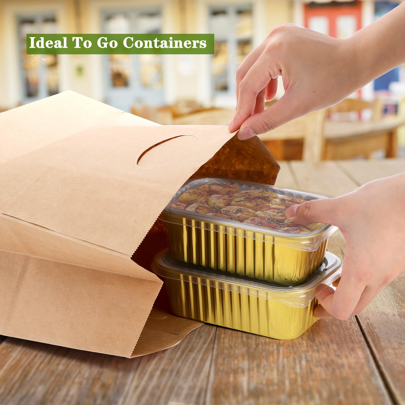 DEAYOU 50 Pack Small Aluminum Pans with Lids, 1.5 LB Heavy Duty Disposable Foil Cake Baking Tins, Bread Loaf Pans Takeout Food Containers for Leftover, Meal Prep, Freezer, 6.3" x 4.4" x 2.1", 24oz