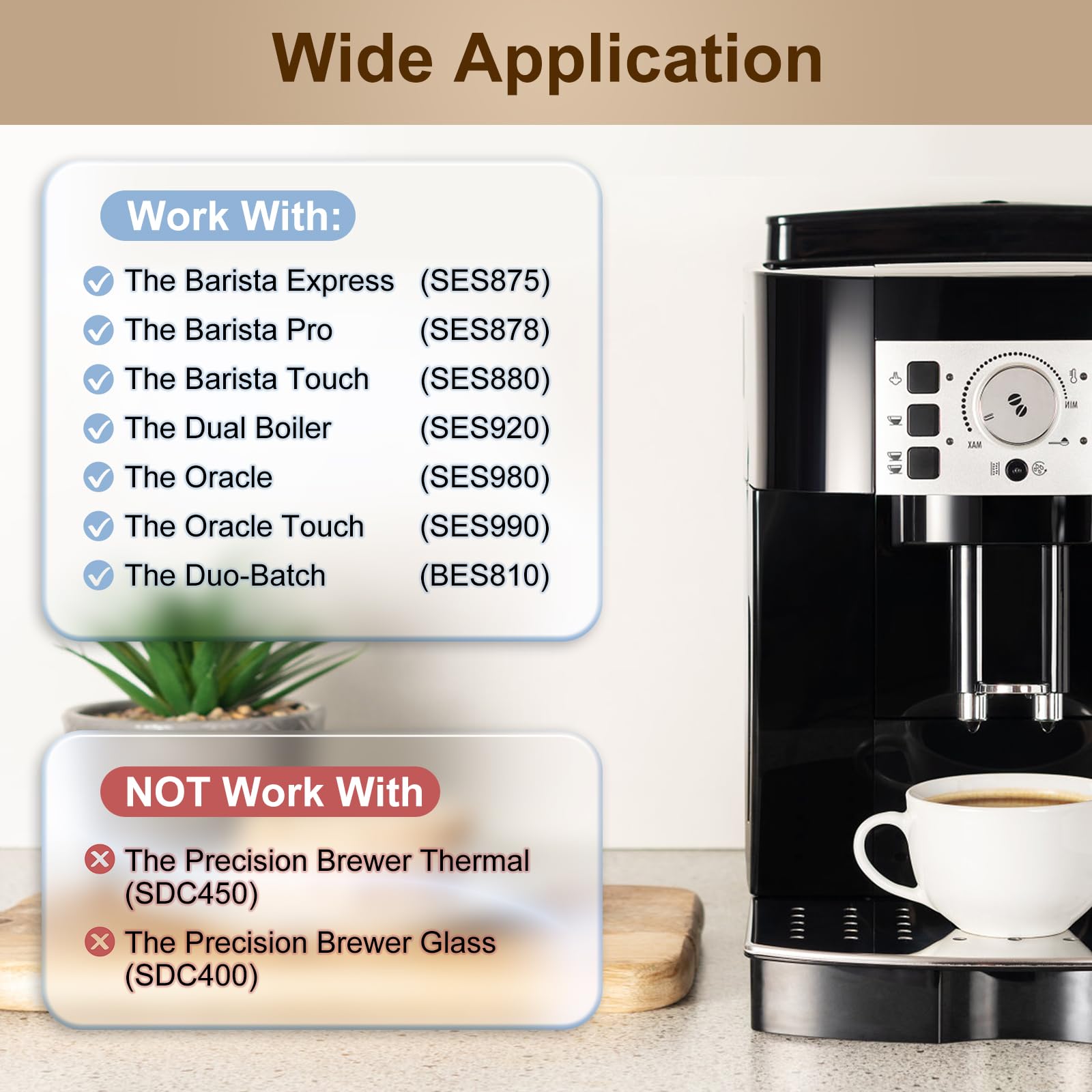 ARETHONE Water Filter for Breville Barista ClaroSwiss: Coffee Filter Replacement Compatible with Barista Touch Oracle Bambino Espresso Coffee Machine BES880, Reduces Impurities up to 5000 Cups, 4 Pack