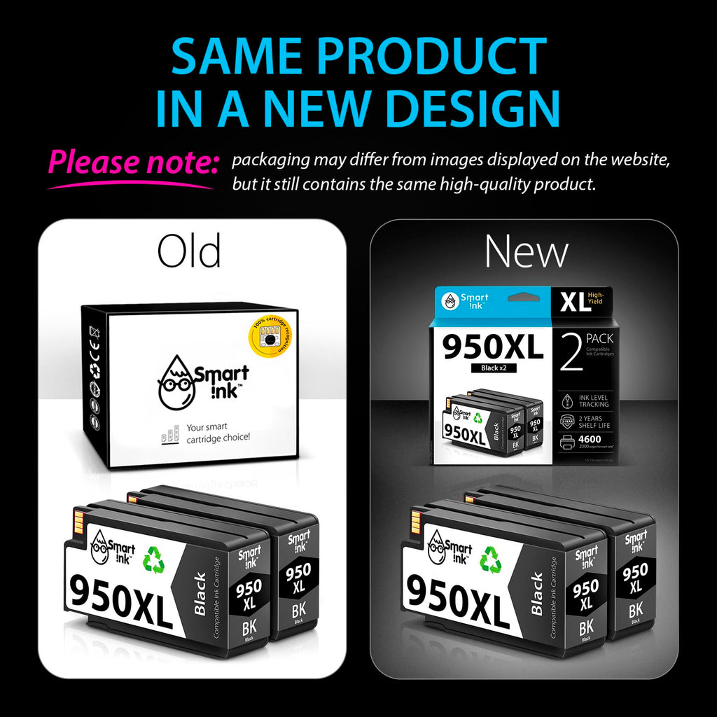 Smart Ink Compatible Ink Cartridge Replacement for HP 950XL 950 XL (Black, 2 Combo Pack) to use with 8610 8600 8620 8630 8615 8100 8110 8616 8625 8640 8660 251dw 271dw 276dw