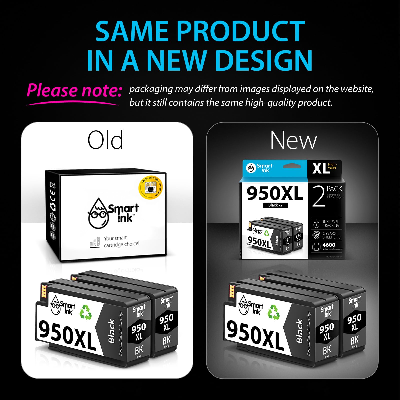 Smart Ink Compatible Ink Cartridge Replacement for HP 950XL 950 XL (Black, 2 Combo Pack) to use with 8610 8600 8620 8630 8615 8100 8110 8616 8625 8640 8660 251dw 271dw 276dw