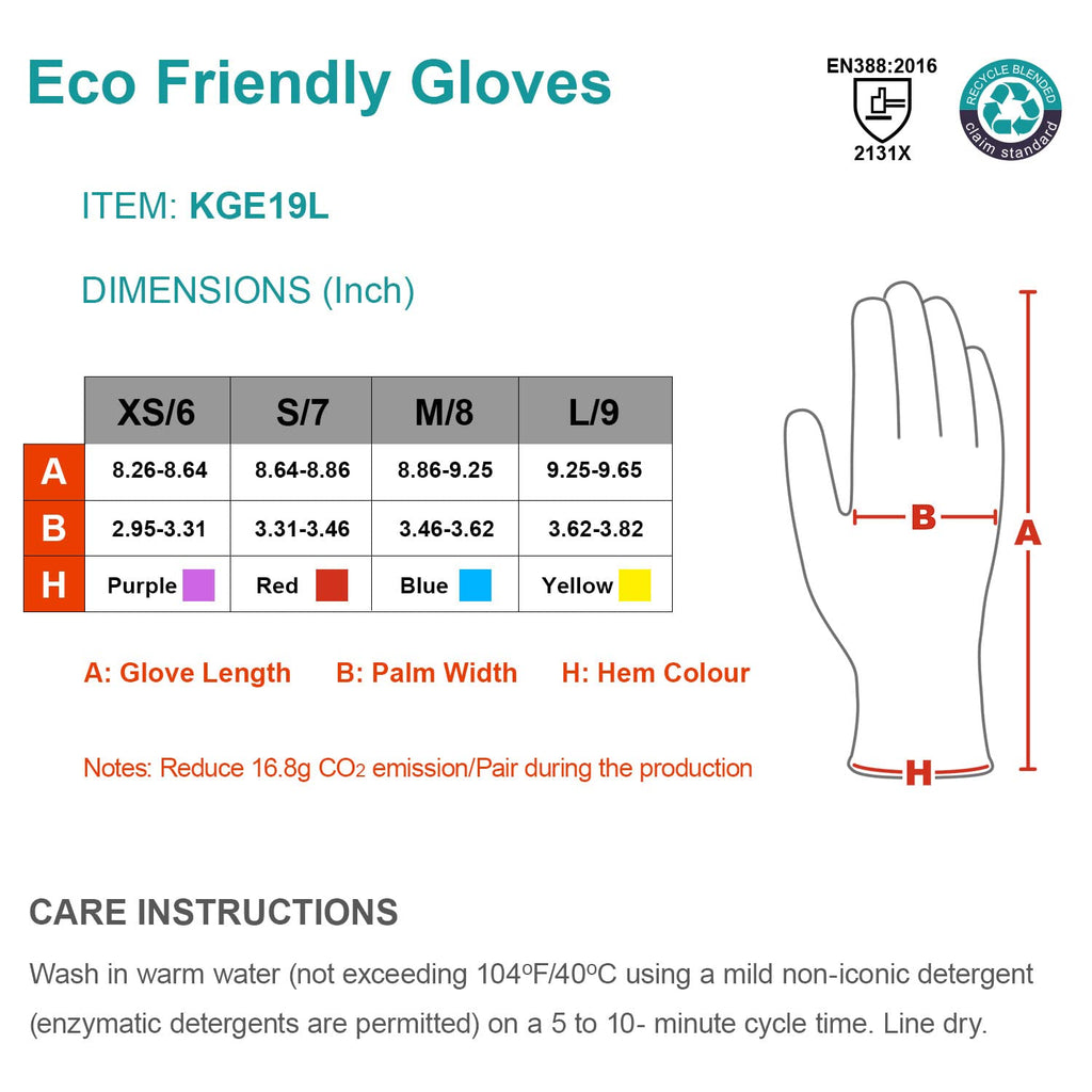 KAYGO Work Gloves for Women, KGE19L Eco Friendly Gloves with Breathable Rubber Coated, 3 Pairs, S, Purple