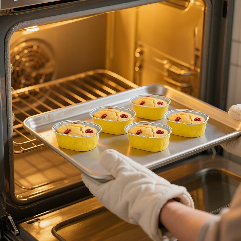 Dicunoy 100 Pack Mini Aluminum Baking Cups with Lids, 2 FL OZ Disposable Ramekins Muffin Liners Containers, Individual Pie Tin Cup for Dessert, Creme Brulee, Pudding, Cupcake
