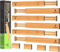 ANTOWIN Bamboo Drawer Dividers, Expandable Drawer Separators Splitter, 17-22 inches Adjustable Spring-loaded Organizer for Large Utensil, Clothes, Tools Drawers, 6 Pack Dividers + 4 Pack Baffle
