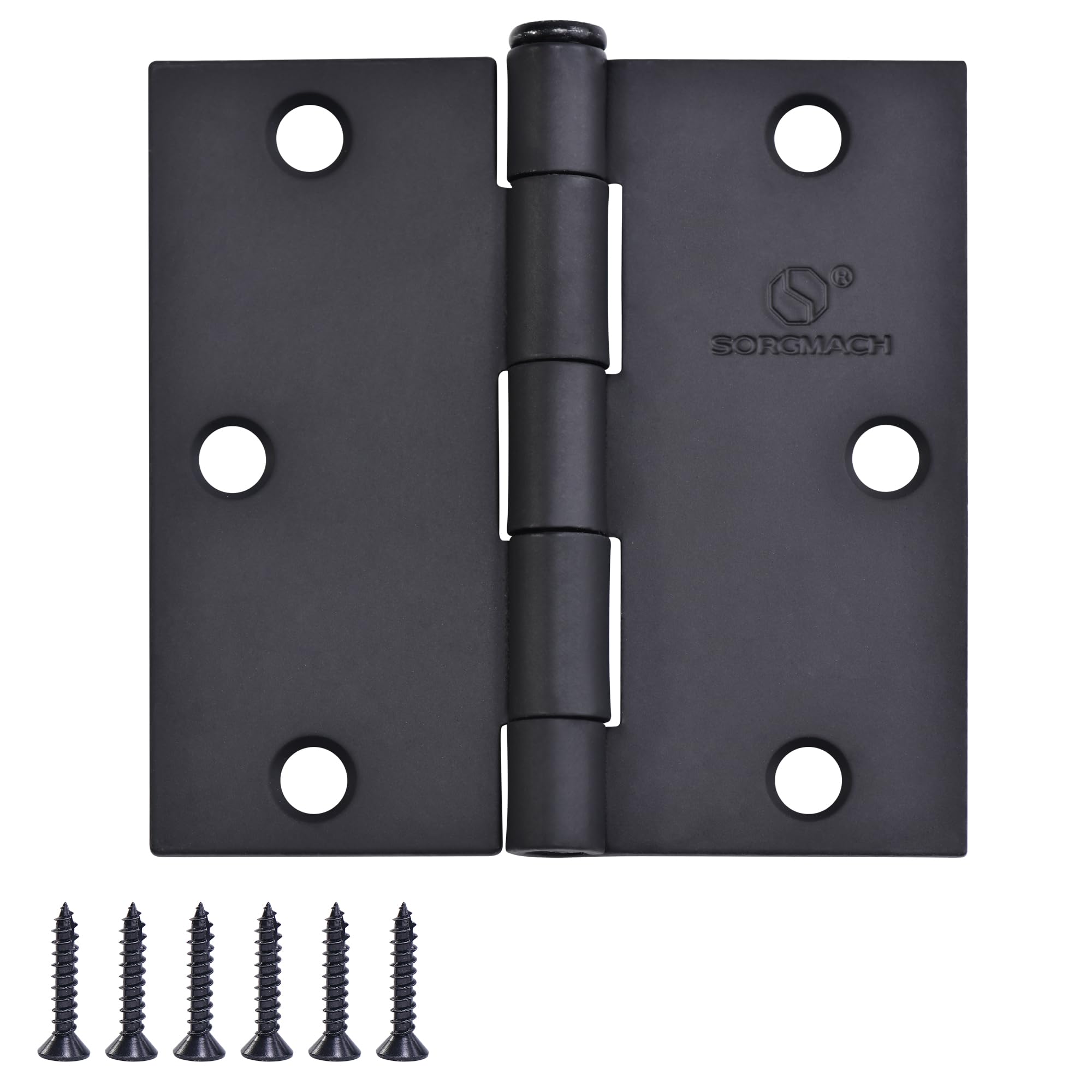 6 Pack Door Hinges for Doors 3 Inch Interior Door Hinges Matte Black Hinges for Doors Square Corner Bedroom Indoor/Interal Door Hardware 3 Inch Black Door Hinge