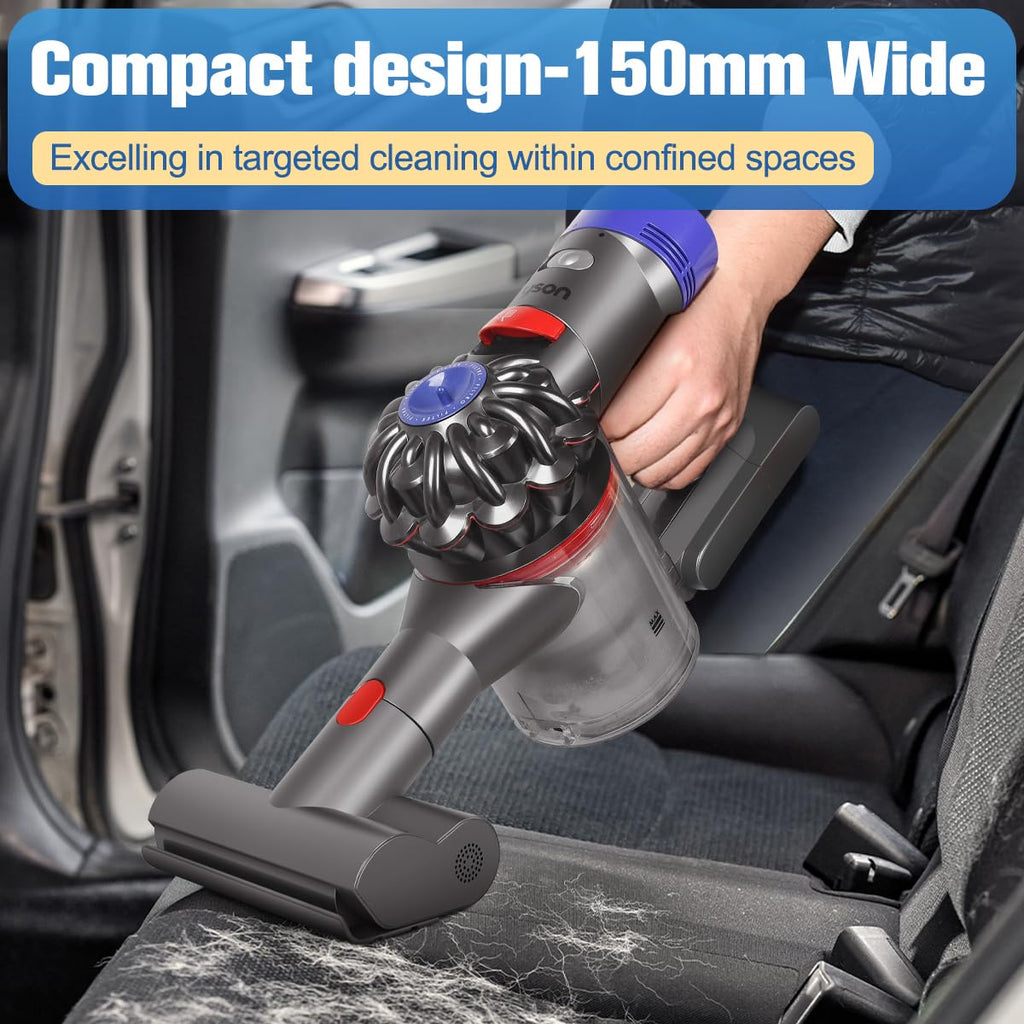 FUNTECK Mini Motorized Brush Tool Compatible with Dyson V7 V8 V10 V11 V15 Vacuum Cleaner, Ideal for Cleaning Mattresses Upholstery and Stairs