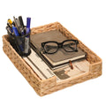 PINXIURY Water Hyacinth Letter Tray for A4 File Desk Mail Letter-Size Paper, Basket Woven Organizer, Magazine Files Storage, Office Document Organizer and Storage