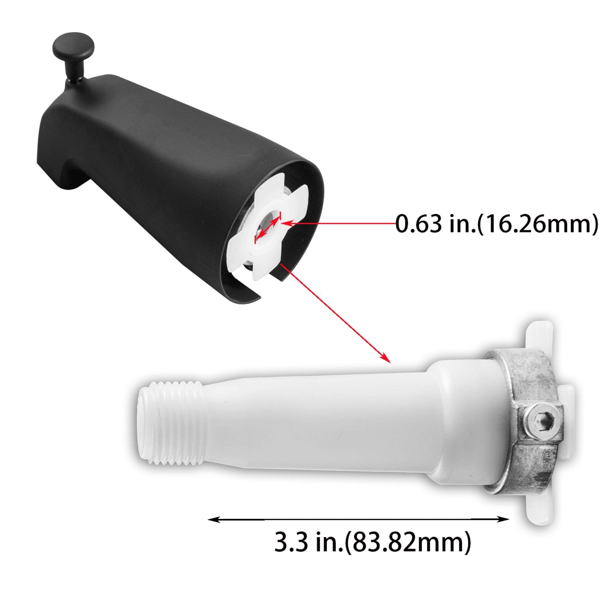 SENTO Slip On Black Universal Bathroom Tub Spout with Diverter, Durable Heavy Duty Metal Bathtub Faucet with Shower Diverter - 4 Inches 1/2" Copper Pipe, Matte Black