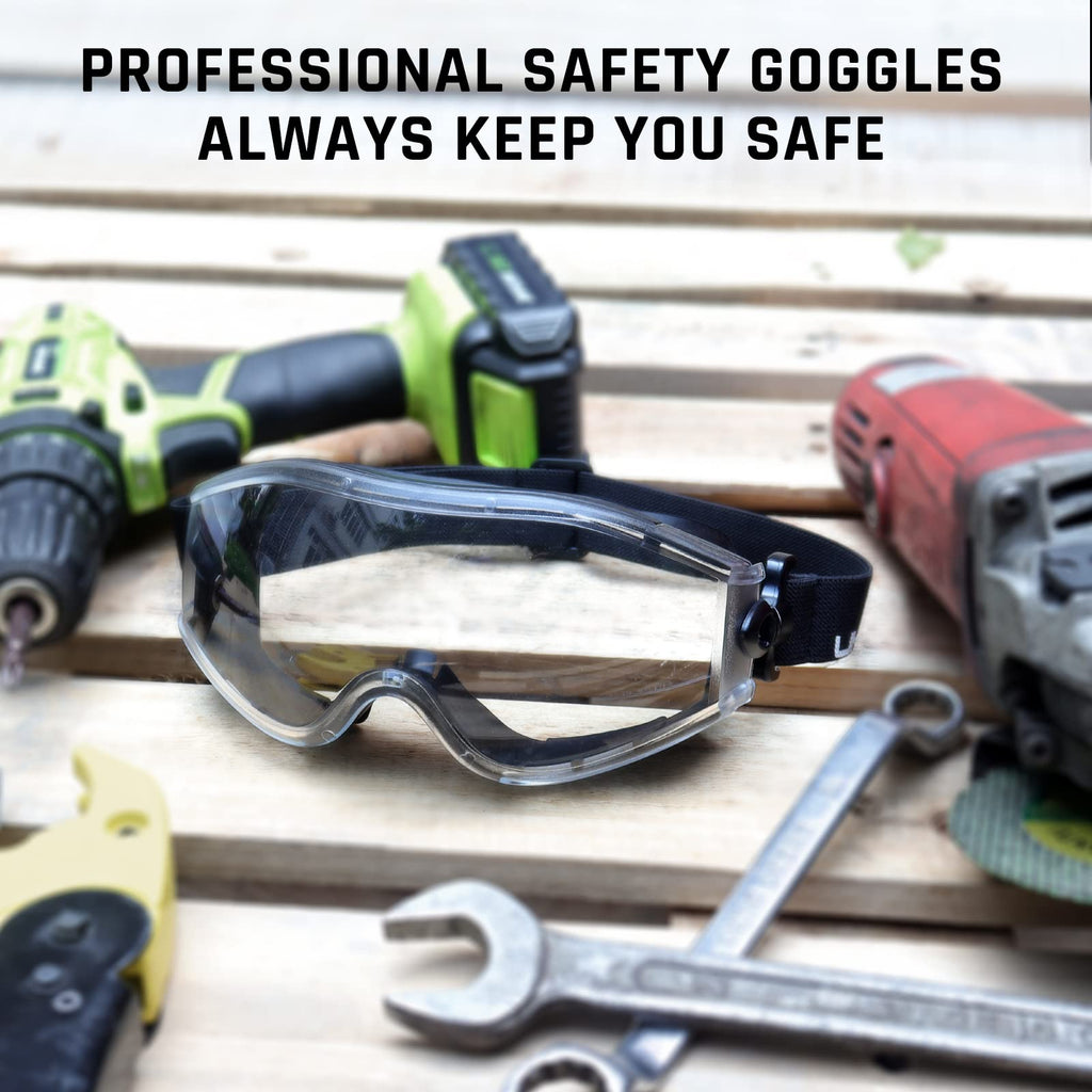 UKNOW Safety Goggles Over Glasses - Anti-Fog Clear Lens - ANSI Z87.1 Certified Eye Protection for Lab Work, Industrial Use