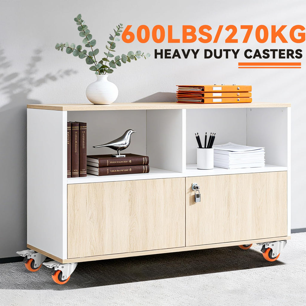 2" Plate Caster Wheels Heavy Duty 600 Lbs Load Capacity Swivel Casters with Brake Set of 4, Safety Dual Locking, No Noise Wheels for Furniture, Carts (Free Screws and Screwdriver)