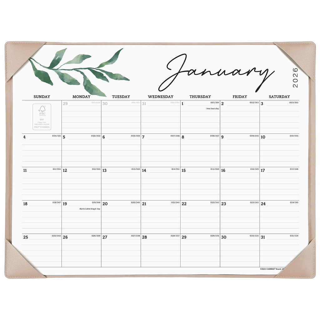 Large Desk Calendar 2026-2027 with Desk Mat, Cabbrix Desk Pad Calendar 22 x 17 Inch Runs From January 2026 to June 2027, Desk Blotter Calendar 2026-2027 for Home School and Office (Apricot)