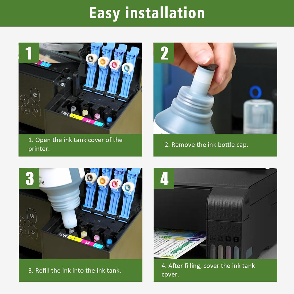 GREENPRINT EPT502 Ink Cartridges Bottle Refill Multipack Replacement for ET-15000 ET-2760 ET-2850 ET-2980 ET-3710 ET-3750 ET-3760 ET-3830 ET-3843 ET-3850 ET-4750 ET-4760 ET-4850 Printer (2BK C M Y)