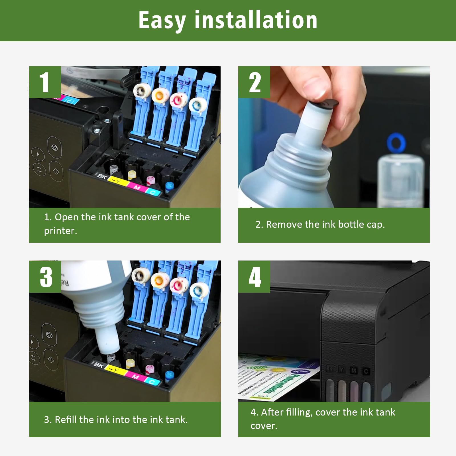 GREENPRINT EPT502 Ink Cartridges Bottle Refill Multipack Replacement for ET-15000 ET-2760 ET-2850 ET-2980 ET-3710 ET-3750 ET-3760 ET-3830 ET-3843 ET-3850 ET-4750 ET-4760 ET-4850 Printer (2BK C M Y)
