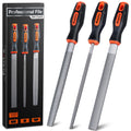Preciva 3PCS Files Set, Wood Rasps High Carbon Steel File Set includes Flat File, Round File & Half Round File Used for Wood Manual Cutting and Polishing