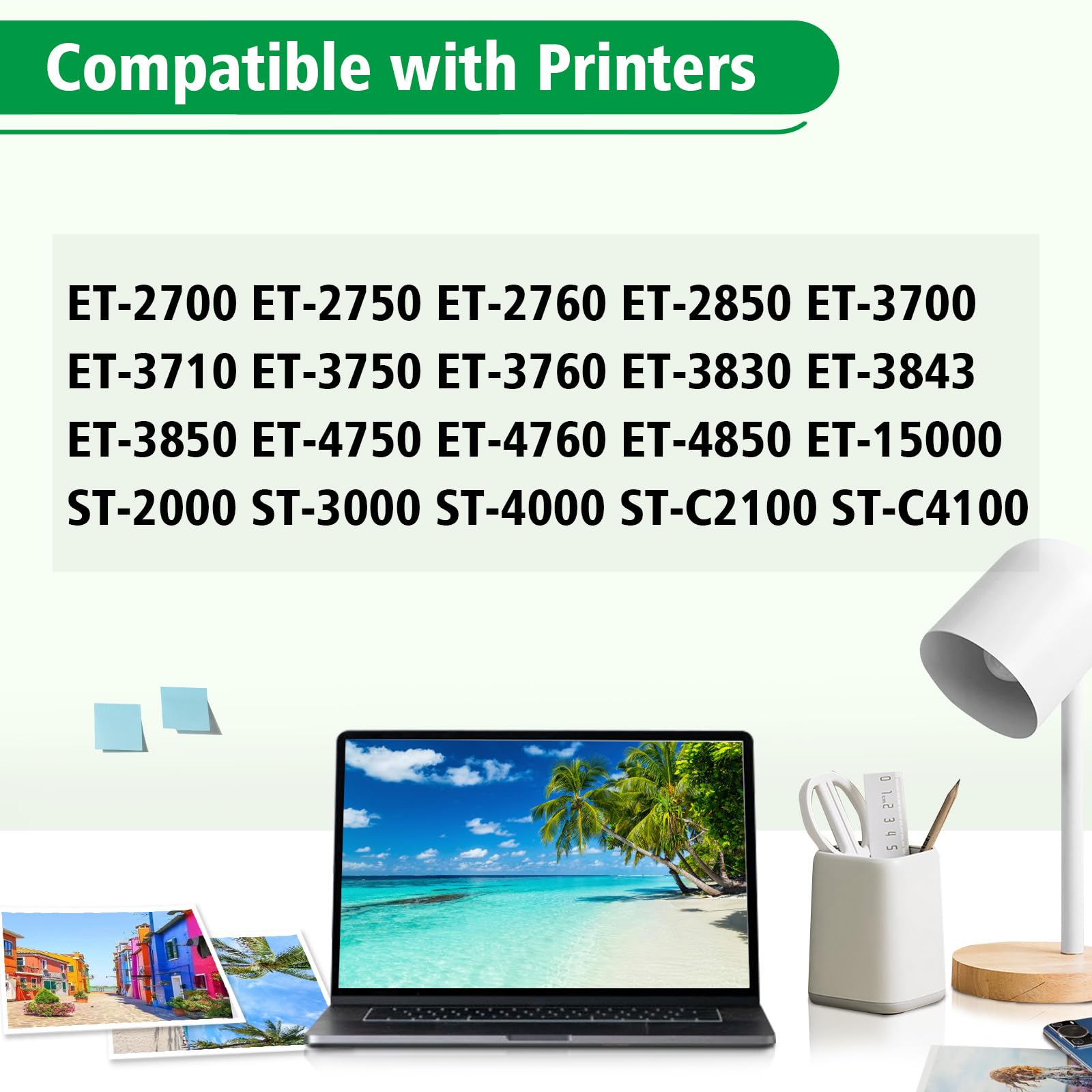 Replacement for Epson E502 Ink Refill Bottles for ET-3943 ET-4950 ET-2980 ET-3930 ET-2850 ET-4850 ET-3850 ET-3760 ET2760 ET2750 ET-4760 ST-4000 ST-2000 ET-3710 ET-3750 ET4750 ET2700 Printer(BK C M Y)