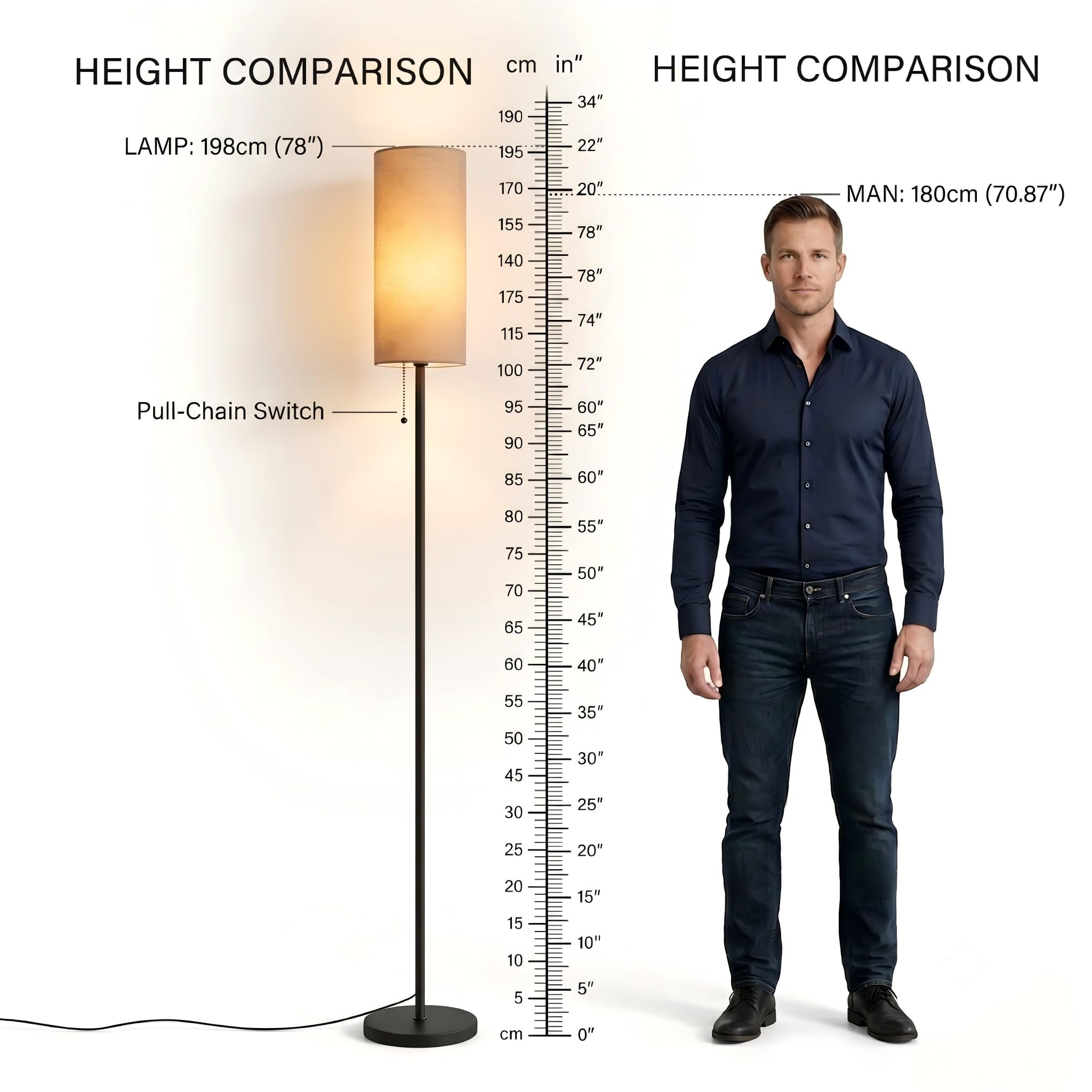 IPARTS EXPERT Floor Lamps for Living Room, Modern LED Standing 78" Tall Lamp Reading Light 3 Color Temperatures Adjustable Bedside Lamps for Bedroom Office Decor