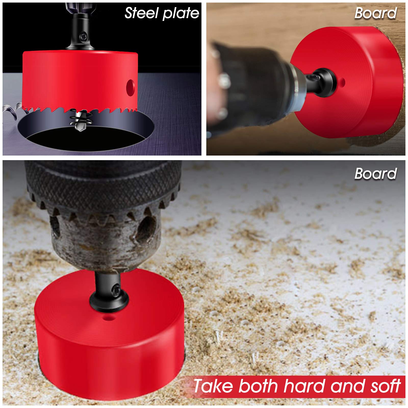 Hole Saw 6-1/8 inch in Diameter, 155mm HSS Bi-Metal Hole Cutter with Center Bit for Cutting Wood, Plastic, Plasterboard and Soft Metal Sheet