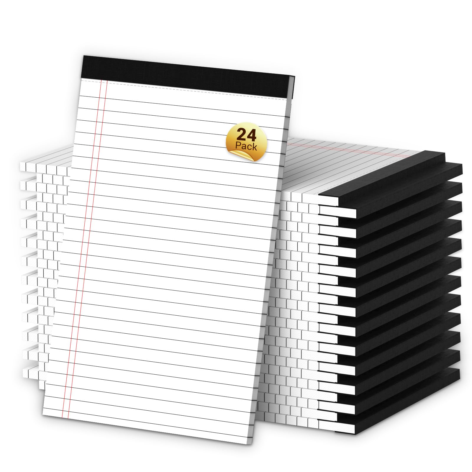 24 Pack Legal Pads 5x8 Notepads, Small Note Pads, Writing Pads Lined Paper, College Ruled Perforated Memo Pad, White Note Pads 5x8 Notepad, 30 Sheets Per Pad, 5x8 Legal Pad for Office/School/Home