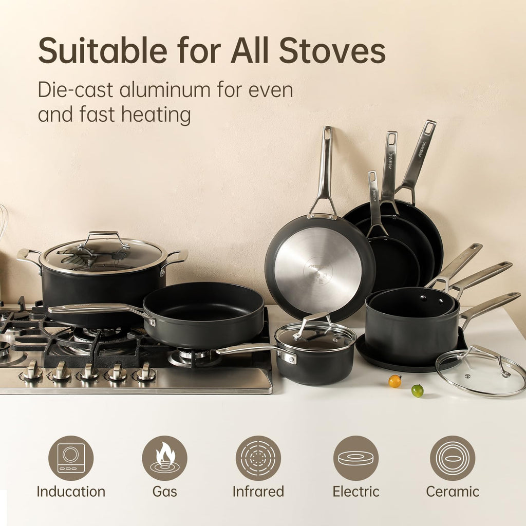 MSMK Small Egg Frying Pan, 7 inch Induction Non Stick Skillet Pan Grey, Oven Safe to 700℉ Cooking Pan Suitable for All Stoves