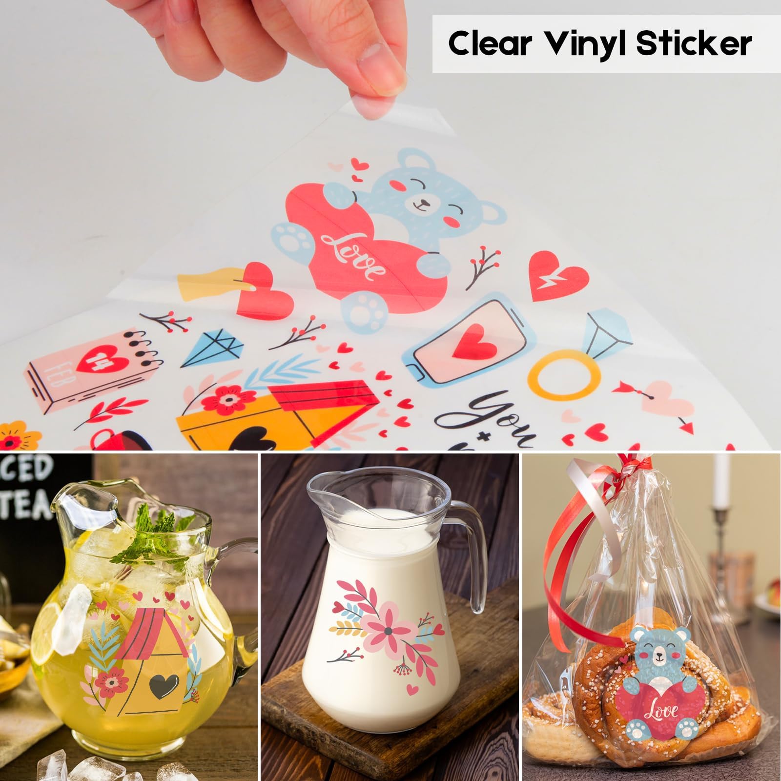 Ruibytree Printable Clear Vinyl Sticker Paper for Inkjet Printers, 30 Sheets Transparent Paper of 8.5x11 DIY Personalized Self-Adhesive Paper that is Tear Resistant, Waterproof Labels, Easy to Cut